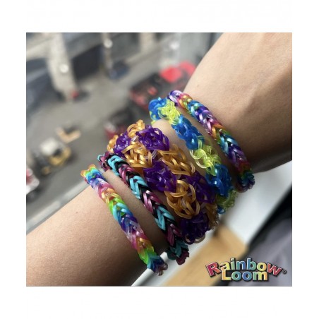 Rainbow Loom® DUO Combo with JEWEL Rubber Bands Collection Features 2 connectable Rainbow Looms to make LONGER and WIDER crea...
