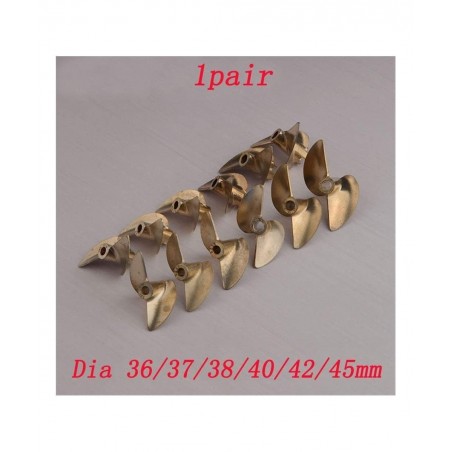 1pair Dia 36/37/38/40/42/45mm CW CCW 2-Blade Propeller Inner 4mm 4.76mm Copper Paddle for RC Model Catamaran Boats Boats Acce...