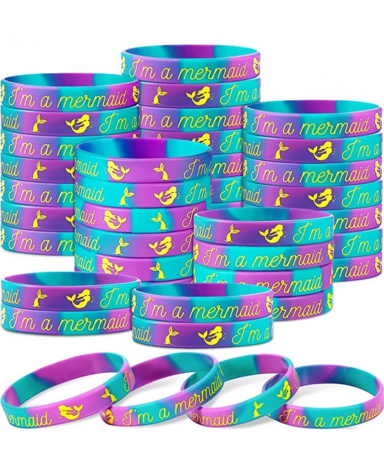 Mermaid?Bracelets Mermaid Party Favors I'm A Mermaid Silicone?Wristband?Mermaid Birthday?Party Supplies for Girls Kids Adults...