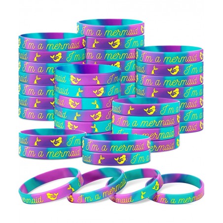 Mermaid?Bracelets Mermaid Party Favors I'm A Mermaid Silicone?Wristband?Mermaid Birthday?Party Supplies for Girls Kids Adults...