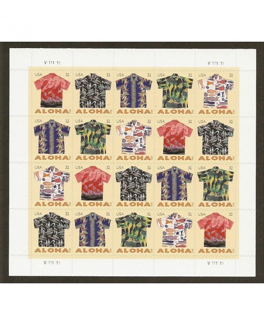 Aloha Shirts Sheet of 20 Mint NH US Postage 32c Stamps 4592-4596 $46.61 Collectibles Display & Storage