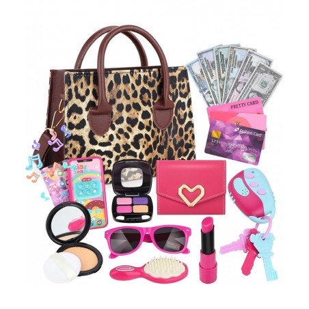 Play Purse for Little Girls 27PCS Toddler Purse Set with Accessories Princess Pretend Play Girl Toys for 4 5 6 7 Year Old Kid...