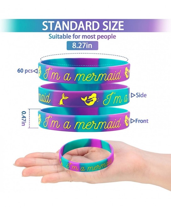 Mermaid?Bracelets Mermaid Party Favors I'm A Mermaid Silicone?Wristband?Mermaid Birthday?Party Supplies for Girls Kids Adults...