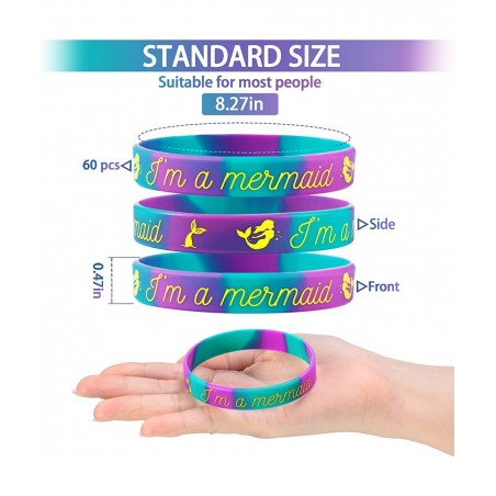 Mermaid?Bracelets Mermaid Party Favors I'm A Mermaid Silicone?Wristband?Mermaid Birthday?Party Supplies for Girls Kids Adults...