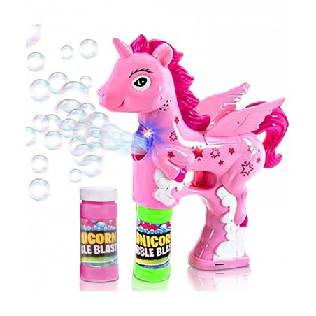 Pink Unicorn Bubble Blaster with Light and Sound Includes 1 Bubble Gun & 2 Bottles of Bubble Solution Fun Summer Toy for Girl...