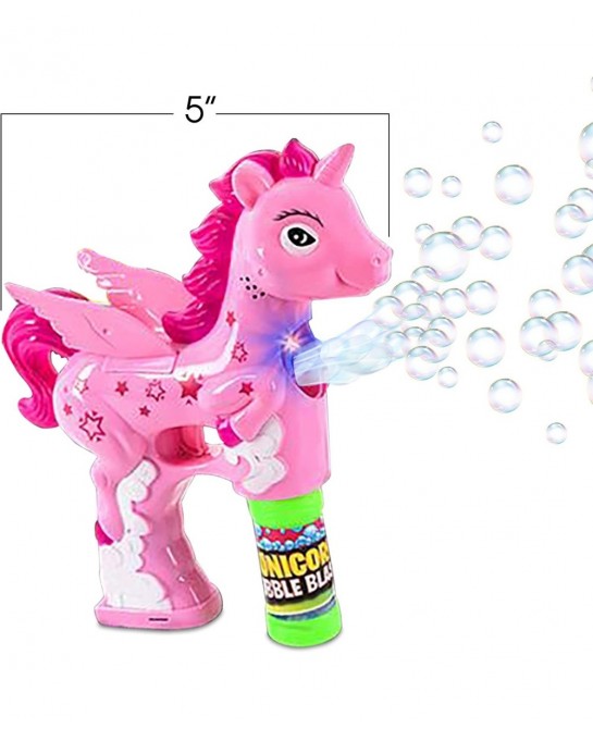 Pink Unicorn Bubble Blaster with Light and Sound Includes 1 Bubble Gun & 2 Bottles of Bubble Solution Fun Summer Toy for Girl...