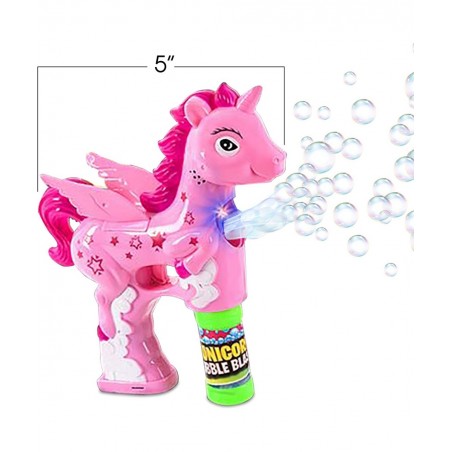 Pink Unicorn Bubble Blaster with Light and Sound Includes 1 Bubble Gun & 2 Bottles of Bubble Solution Fun Summer Toy for Girl...