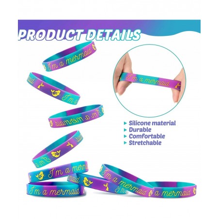 Mermaid?Bracelets Mermaid Party Favors I'm A Mermaid Silicone?Wristband?Mermaid Birthday?Party Supplies for Girls Kids Adults...