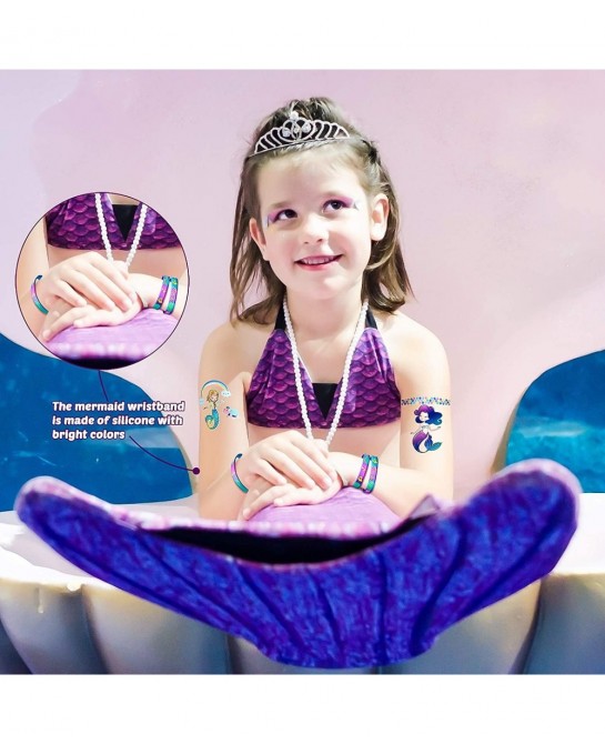 Mermaid?Bracelets Mermaid Party Favors I'm A Mermaid Silicone?Wristband?Mermaid Birthday?Party Supplies for Girls Kids Adults...