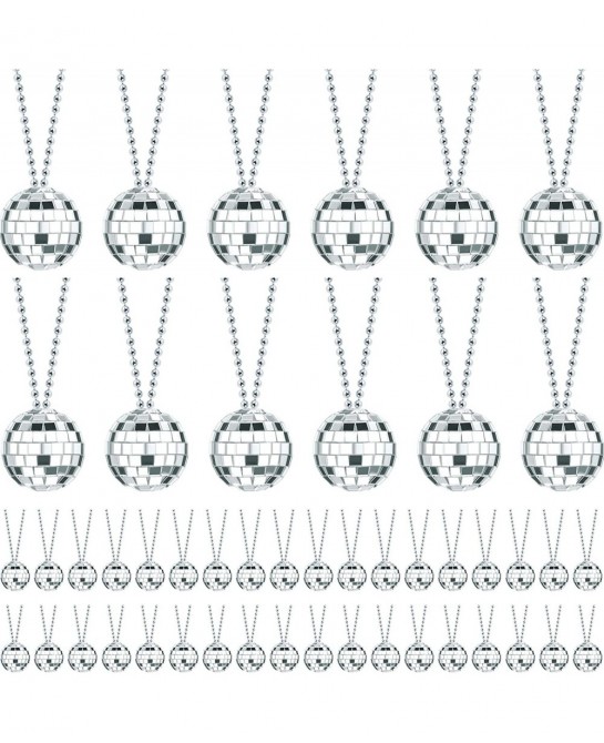 48 Pieces Mirror Disco Ball Necklaces 70s Disco Party Favors Mini Disco Balls Decoration 1.57 Inch Stage Props Game Accessori...