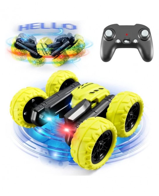 Remote Control Car for Kids 4WD RC Stunt Cars with 4 3D Hologram Effects 2.4G Double Sided 360 Degree Rotating Cool LED Light...