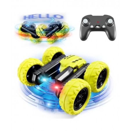 Remote Control Car for Kids 4WD RC Stunt Cars with 4 3D Hologram Effects 2.4G Double Sided 360 Degree Rotating Cool LED Light...