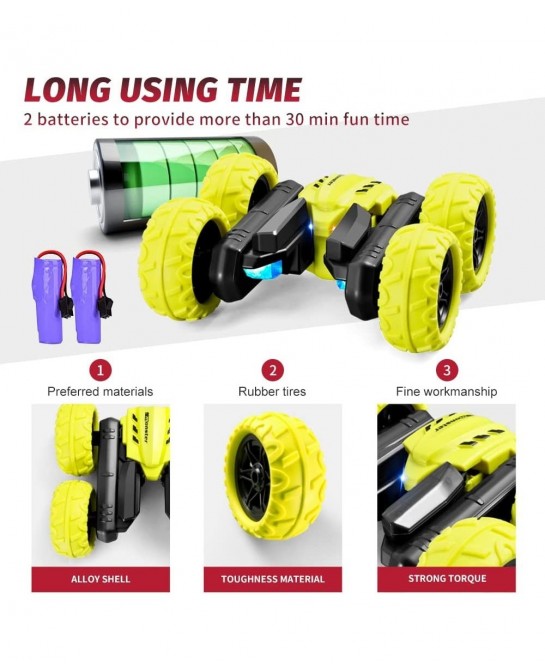 Remote Control Car for Kids 4WD RC Stunt Cars with 4 3D Hologram Effects 2.4G Double Sided 360 Degree Rotating Cool LED Light...