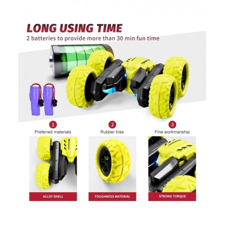 Remote Control Car for Kids 4WD RC Stunt Cars with 4 3D Hologram Effects 2.4G Double Sided 360 Degree Rotating Cool LED Light...