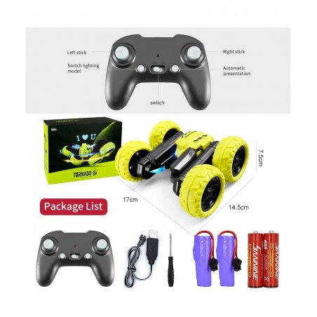 Remote Control Car for Kids 4WD RC Stunt Cars with 4 3D Hologram Effects 2.4G Double Sided 360 Degree Rotating Cool LED Light...