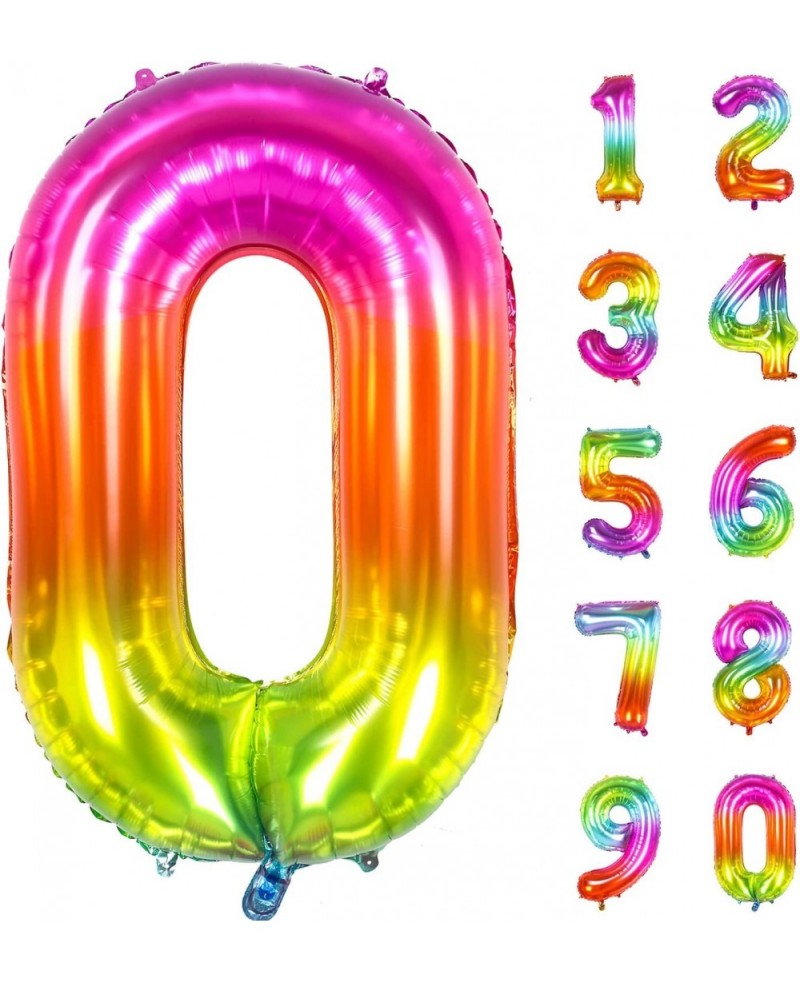 Number Balloon Large Number Balloons for Rainbow Birthday Decorations 40 Inch Mylar Colorful Giant 0 Balloon Numbers Jumbo Bi...