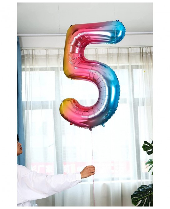 Number Balloon Large Number Balloons for Rainbow Birthday Decorations 40 Inch Mylar Colorful Giant 0 Balloon Numbers Jumbo Bi...
