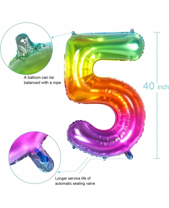 Number Balloon Large Number Balloons for Rainbow Birthday Decorations 40 Inch Mylar Colorful Giant 0 Balloon Numbers Jumbo Bi...