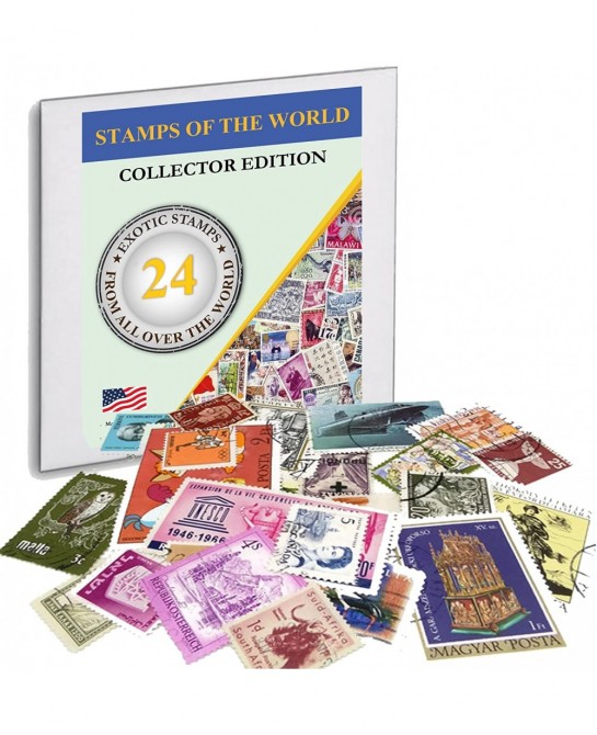 World Stamp Collectors Kit ♥ 24 Stamps from All Over The World + Magnifying Lens Bundle for Stamps Collector Edition $32.43 C...