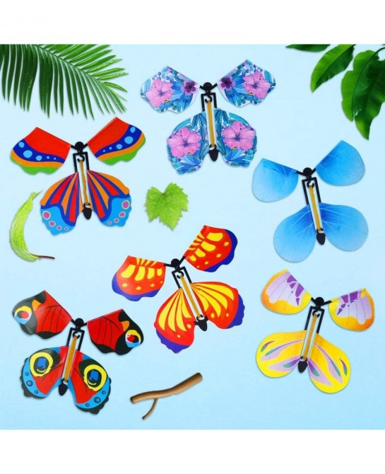 10 Packs Magic Flying Butterfly Card Surprise Wind Up Butterfly in The Book Rubber Band Powered Magic Gift Butterfly Fairy Fl...
