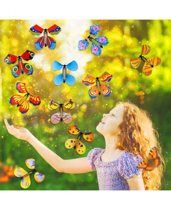 10 Packs Magic Flying Butterfly Card Surprise Wind Up Butterfly in The Book Rubber Band Powered Magic Gift Butterfly Fairy Fl...