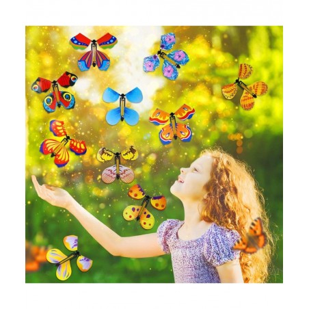 10 Packs Magic Flying Butterfly Card Surprise Wind Up Butterfly in The Book Rubber Band Powered Magic Gift Butterfly Fairy Fl...