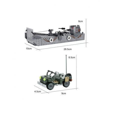 WW2 Military Landing Craft Brick Building Toy Set Comes with Vehicle Building Blocks World War 2 Model Set for Adults and Chi...