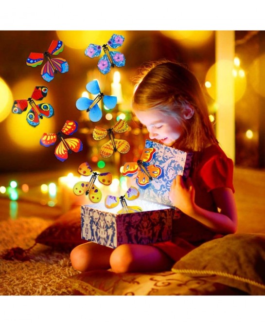 10 Packs Magic Flying Butterfly Card Surprise Wind Up Butterfly in The Book Rubber Band Powered Magic Gift Butterfly Fairy Fl...