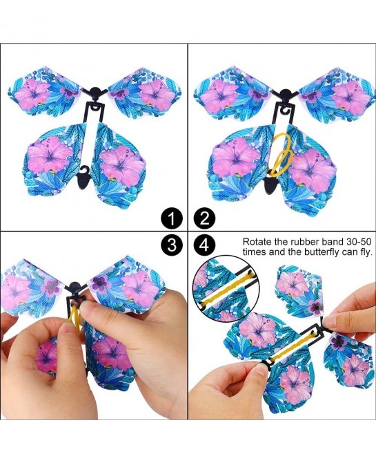 10 Packs Magic Flying Butterfly Card Surprise Wind Up Butterfly in The Book Rubber Band Powered Magic Gift Butterfly Fairy Fl...