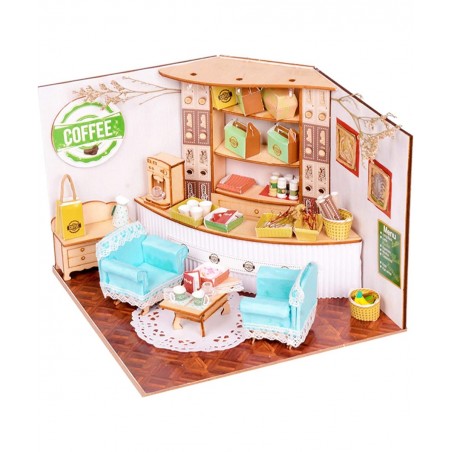 DIY Miniature and Furniture Dollhouse Kit Mini 3D Wooden Doll House Craft Model Scenes Style with Dust Proof Cover and LED Cr...