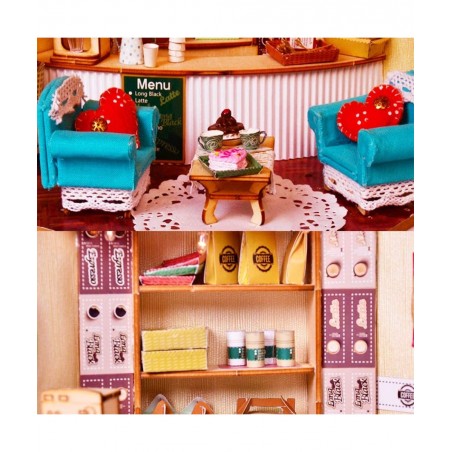DIY Miniature and Furniture Dollhouse Kit Mini 3D Wooden Doll House Craft Model Scenes Style with Dust Proof Cover and LED Cr...
