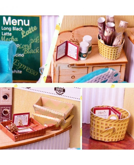 DIY Miniature and Furniture Dollhouse Kit Mini 3D Wooden Doll House Craft Model Scenes Style with Dust Proof Cover and LED Cr...