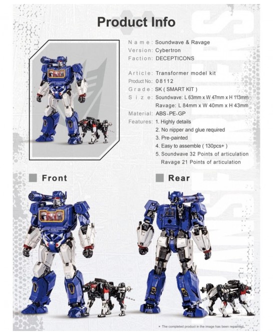 Transformers Soundwave Ravage Figure Model Kit – Cybertron Easy to Assemble 3D Articulated Action Pre Painted Collectible Ser...