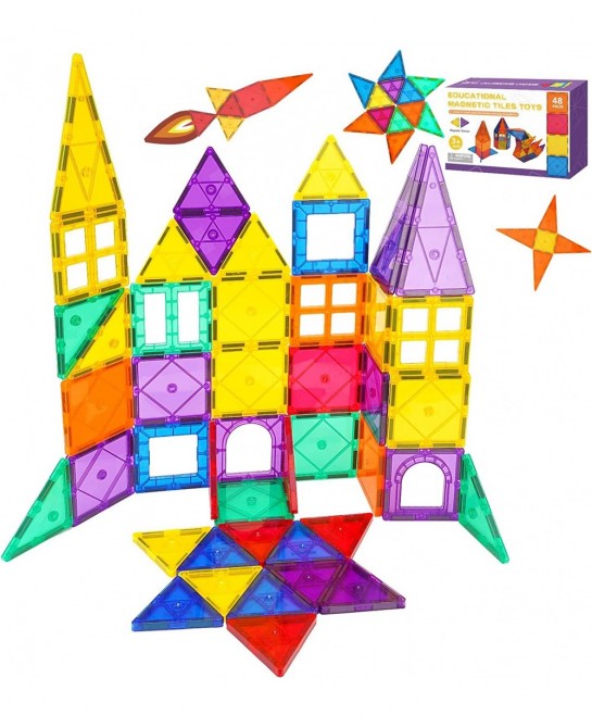 Magnetic Tiles 3D Magnetic Building Blocks Set for Toddlers Open-Ended Play STEM Educational Building Magnetic Toys for Boys ...