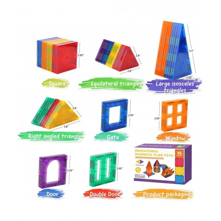 Magnetic Tiles 3D Magnetic Building Blocks Set for Toddlers Open-Ended Play STEM Educational Building Magnetic Toys for Boys ...