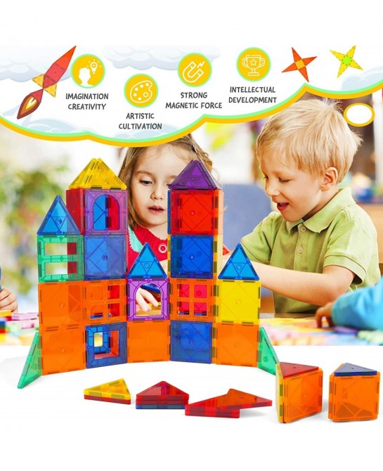 Magnetic Tiles 3D Magnetic Building Blocks Set for Toddlers Open-Ended Play STEM Educational Building Magnetic Toys for Boys ...