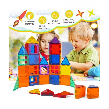 Magnetic Tiles 3D Magnetic Building Blocks Set for Toddlers Open-Ended Play STEM Educational Building Magnetic Toys for Boys ...