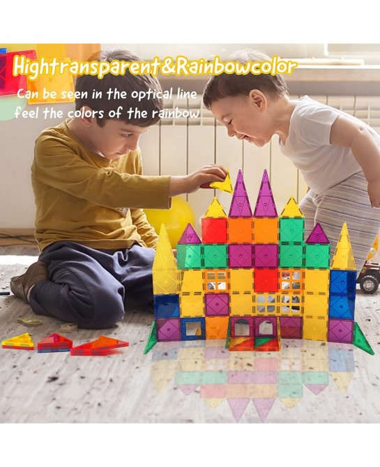 Magnetic Tiles 3D Magnetic Building Blocks Set for Toddlers Open-Ended Play STEM Educational Building Magnetic Toys for Boys ...