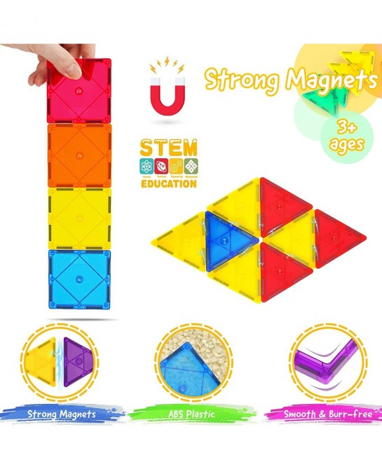 Magnetic Tiles 3D Magnetic Building Blocks Set for Toddlers Open-Ended Play STEM Educational Building Magnetic Toys for Boys ...