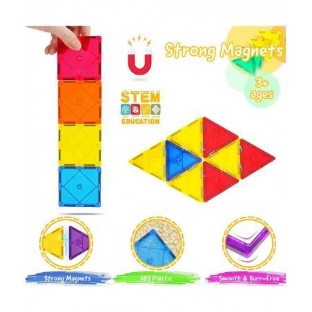 Magnetic Tiles 3D Magnetic Building Blocks Set for Toddlers Open-Ended Play STEM Educational Building Magnetic Toys for Boys ...