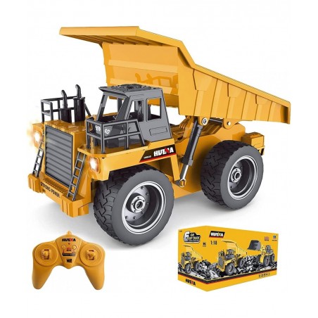 RC Dump Truck 2.4Ghz 4WD Remote Control Construction Vehicle Truck for Boys 1:18 Scale 6 Channel Metal Cab Construction Vehic...