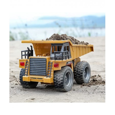RC Dump Truck 2.4Ghz 4WD Remote Control Construction Vehicle Truck for Boys 1:18 Scale 6 Channel Metal Cab Construction Vehic...
