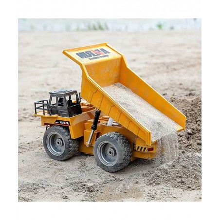 RC Dump Truck 2.4Ghz 4WD Remote Control Construction Vehicle Truck for Boys 1:18 Scale 6 Channel Metal Cab Construction Vehic...