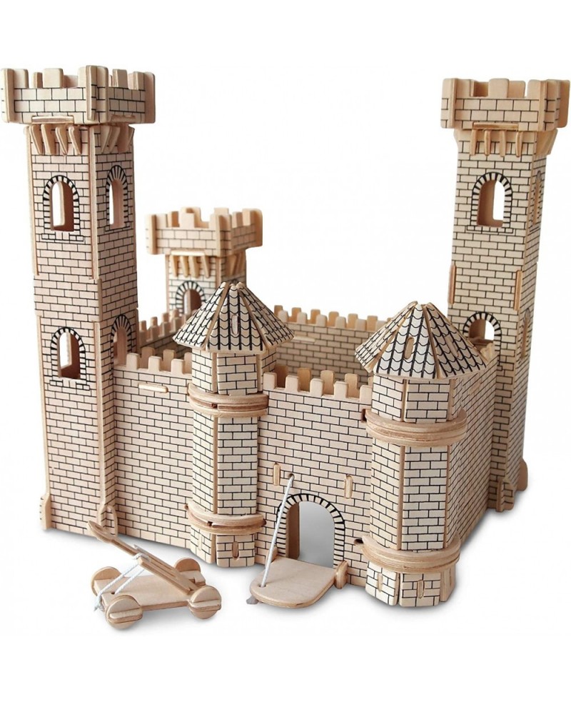3D Puzzle Castle Set Wood Craft Construction Model Kit Fun & Educational DIY Wooden Toy Assemble Model Unfinished Crafting Ho...