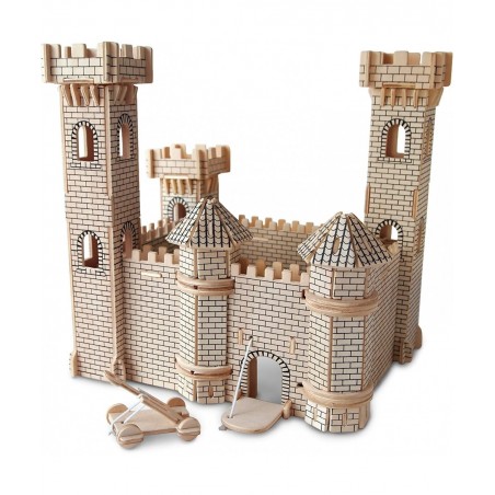 3D Puzzle Castle Set Wood Craft Construction Model Kit Fun & Educational DIY Wooden Toy Assemble Model Unfinished Crafting Ho...