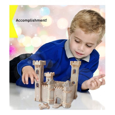 3D Puzzle Castle Set Wood Craft Construction Model Kit Fun & Educational DIY Wooden Toy Assemble Model Unfinished Crafting Ho...