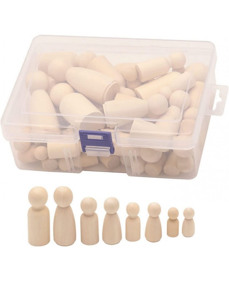 DIY Wooden Peg Dolls Man/Women Shape Peg Dolls 4 Sizes Doll Bodies Pack of 50 Wooden Peg People for Kids DIY Art Craft Painti...