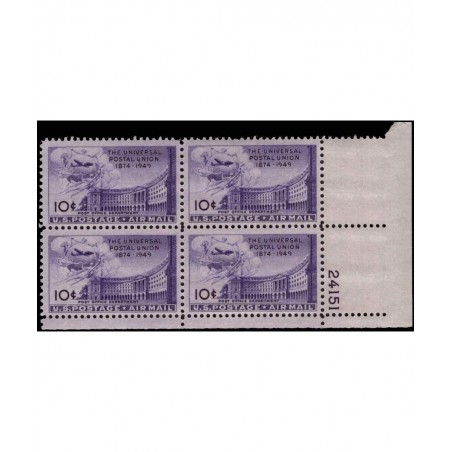 C42 - 1949 10c Post Office Postage Stamps Plate Block (4) $14.59 Collectibles Display & Storage