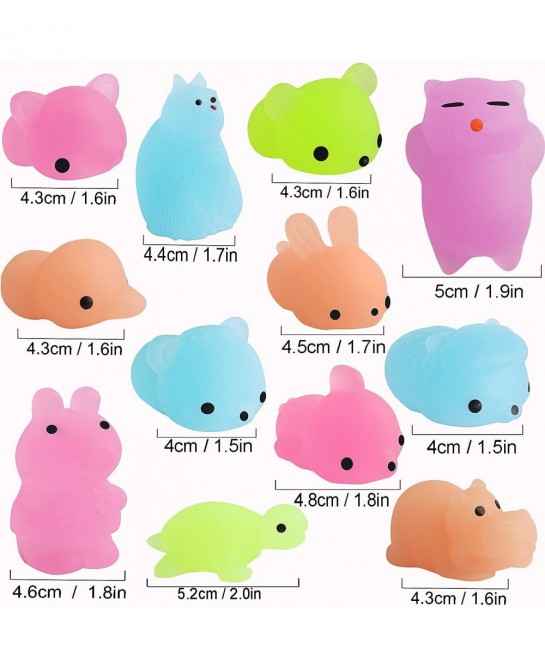 Mochi Animals Toys 30 Pcs Lovely Mini Squishies Glow in The Dark Toys Mini Stress Relief Toys Mochi Squishies Toys Cute Mochi...