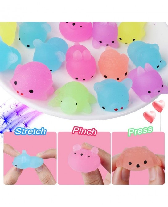 Mochi Animals Toys 30 Pcs Lovely Mini Squishies Glow in The Dark Toys Mini Stress Relief Toys Mochi Squishies Toys Cute Mochi...
